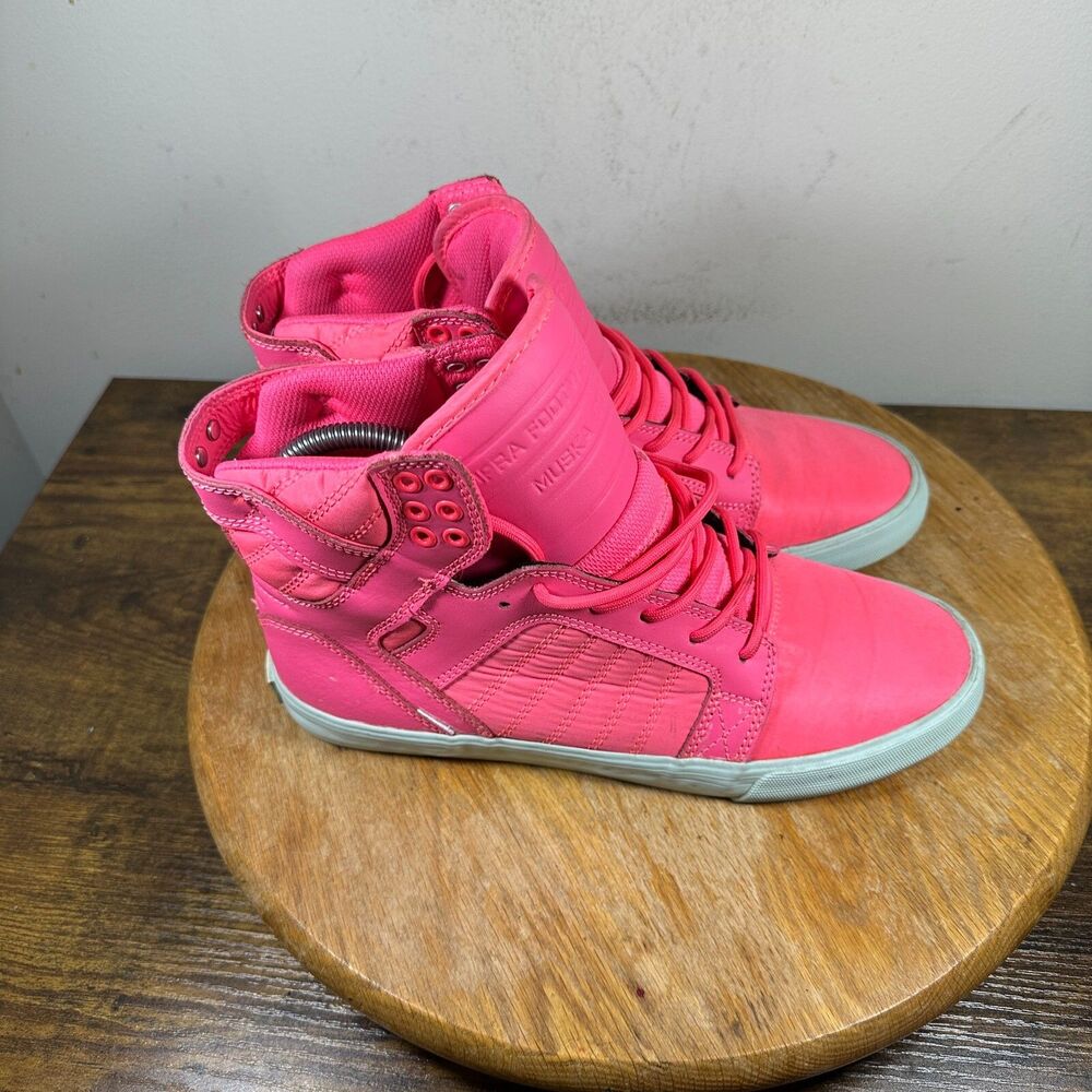 Supra Skytop Pink White High Top Shoes Sneakers Women's Size 9